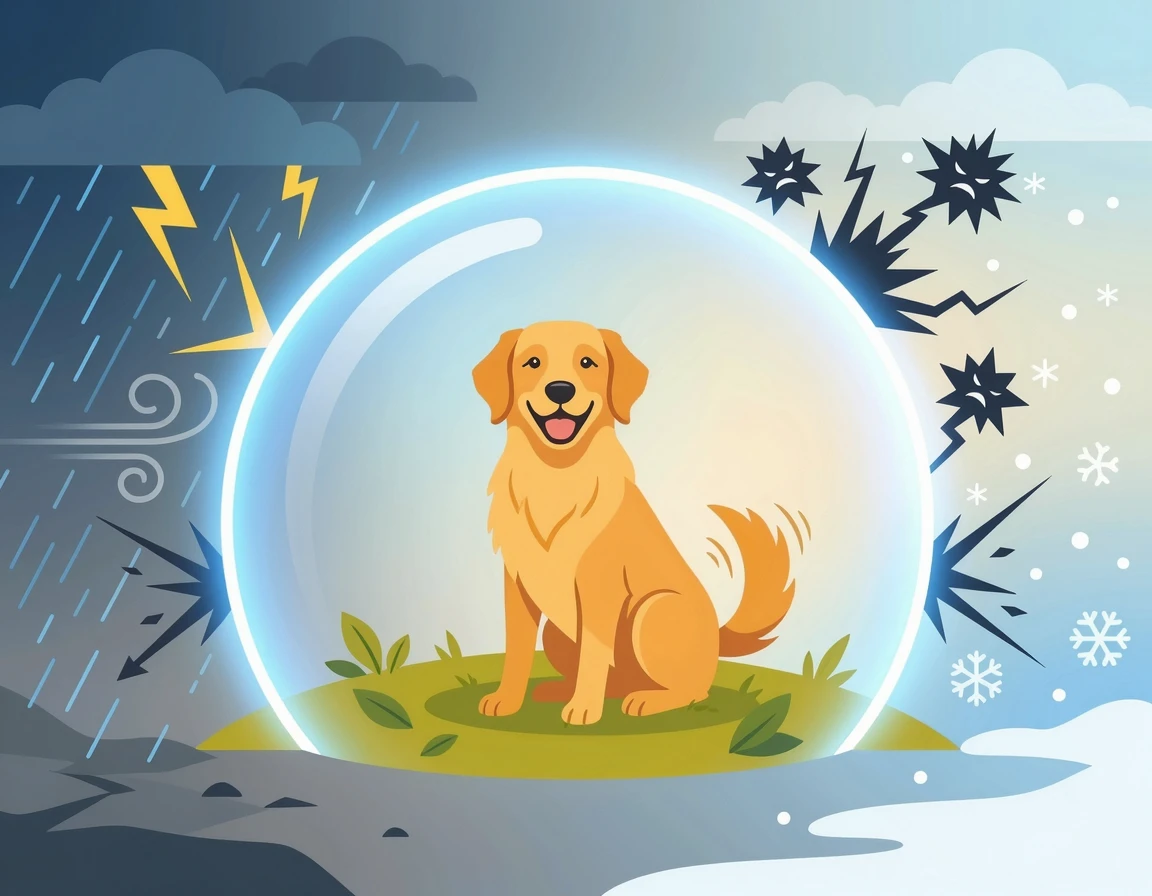 강아지의 건강을 지켜주는 방패 일러스트