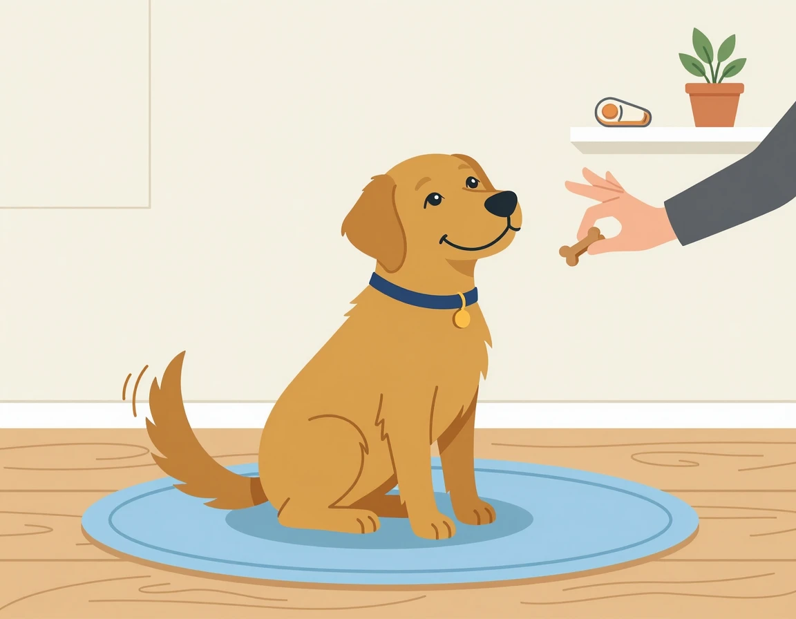 야외에서 시바견에게 간식으로 보상하며 훈련하는 모습