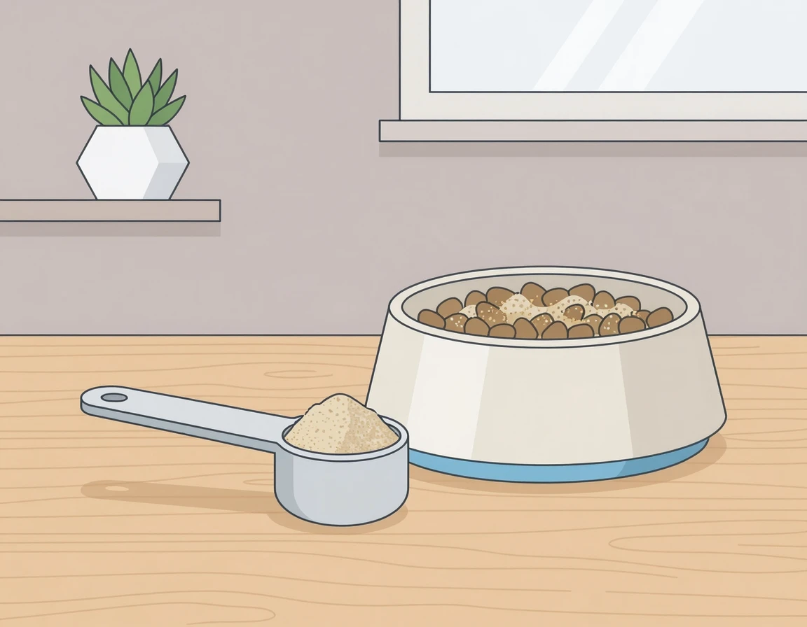 강아지 밥그릇과 면역력 영양제 계량스푼 일러스트