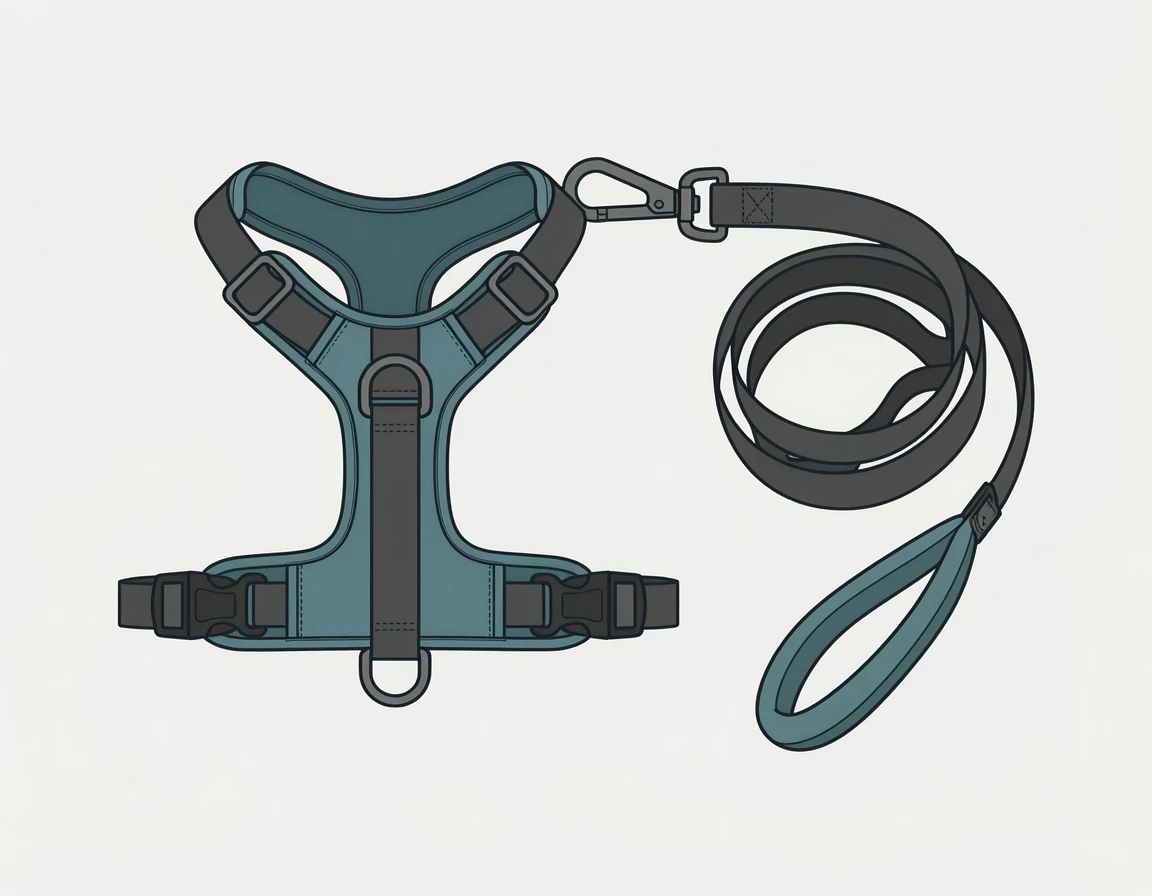 안전한 산책을 위한 강아지 하네스와 리드줄 세트