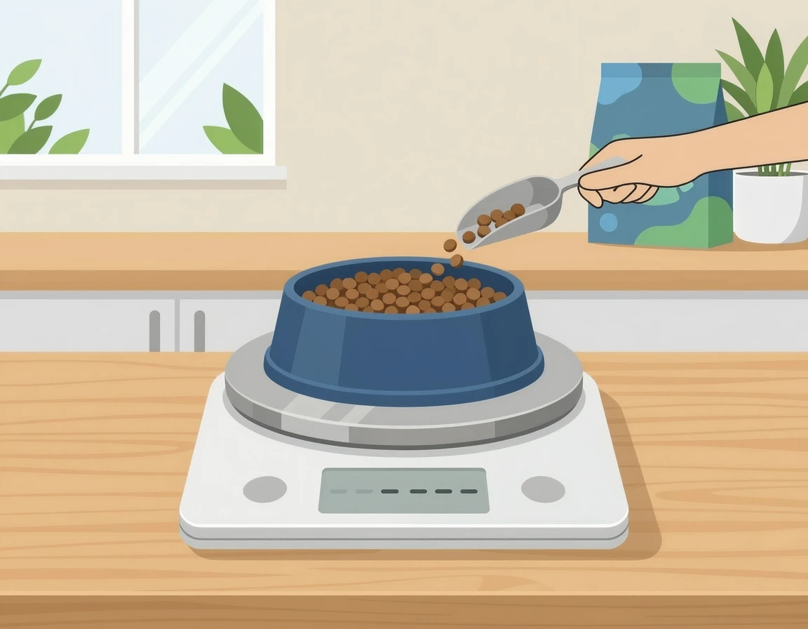 사료 양을 정확히 측정하는 저울 일러스트