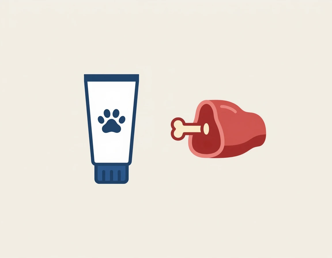 고기 맛 강아지 치약 일러스트