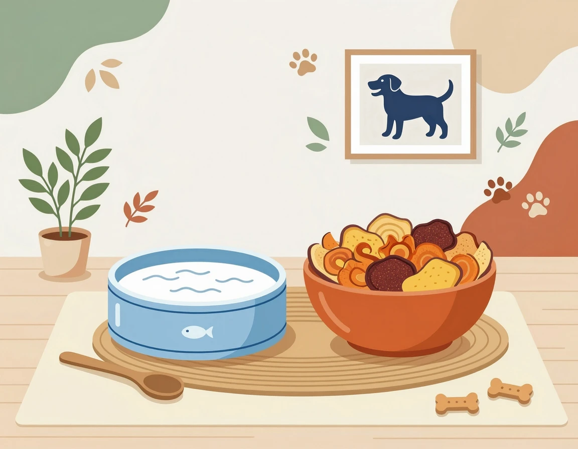 수분 공급을 위한 물그릇과 야채칩