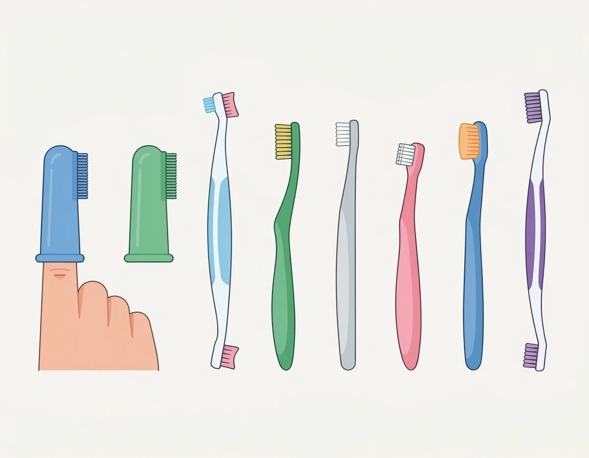 다양한 종류의 강아지 칫솔 비교 일러스트