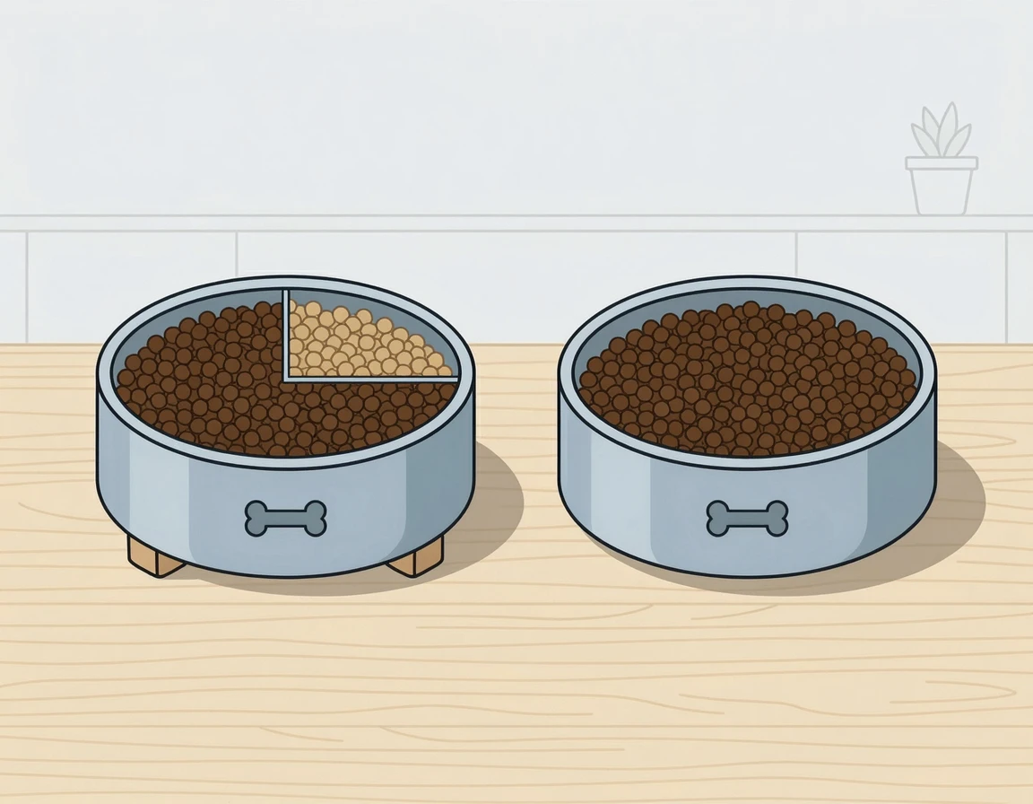 기존 사료 75퍼센트와 새 사료 25퍼센트 혼합 비율