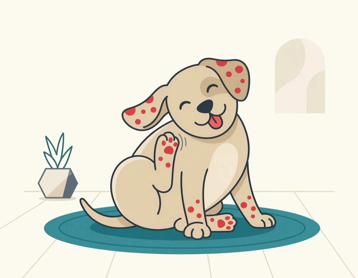 피부가 붉어지고 가려워하는 강아지 모습