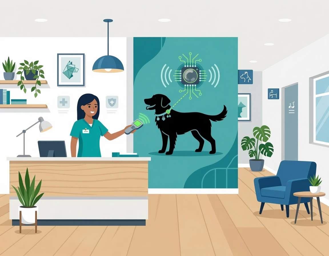 동물병원 내장형 마이크로칩 시술 일러스트