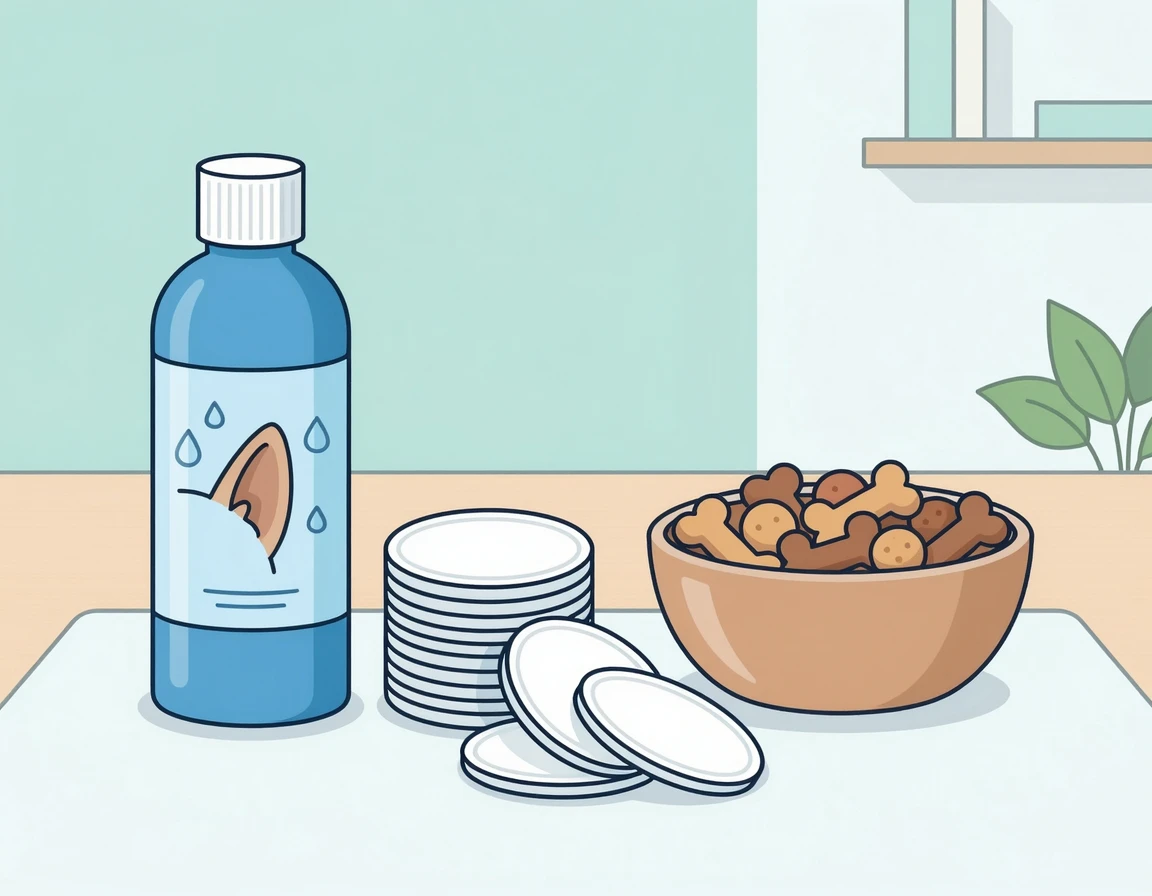 강아지 귀 청소 준비물 일러스트